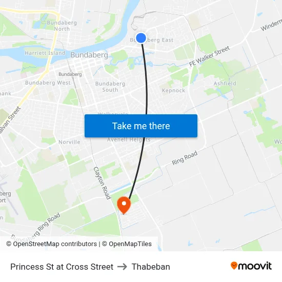 Princess St at Cross Street to Thabeban map
