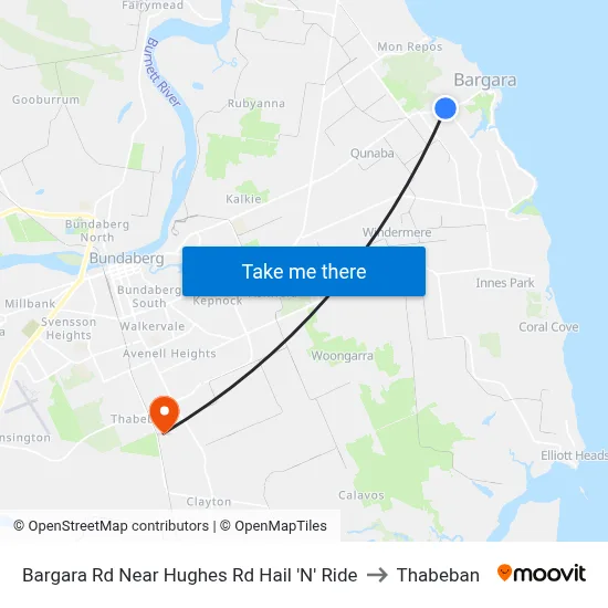 Bargara Rd Near Hughes Rd Hail 'N' Ride to Thabeban map