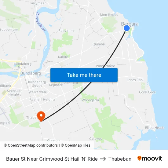 Bauer St Near Grimwood St Hail 'N' Ride to Thabeban map