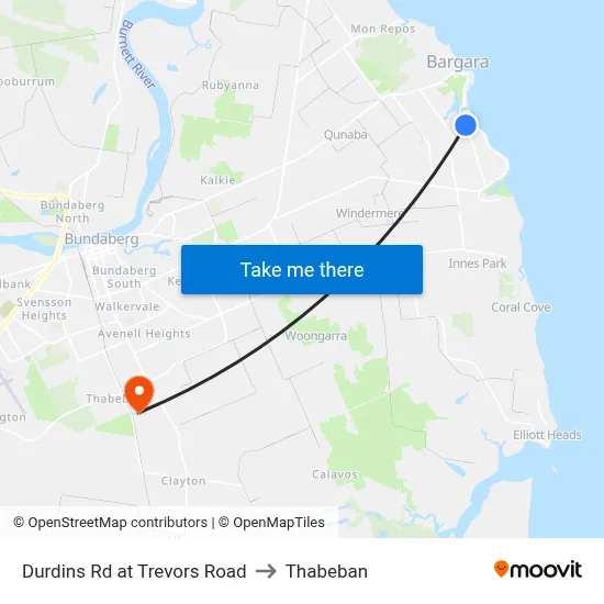 Durdins Rd at Trevors Road to Thabeban map