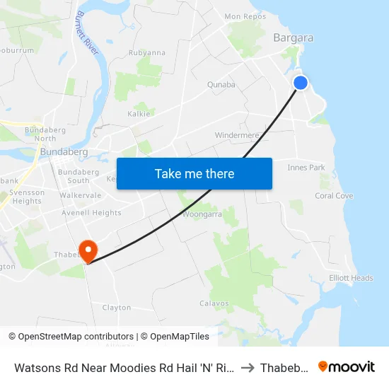 Watsons Rd Near Moodies Rd Hail 'N' Ride to Thabeban map