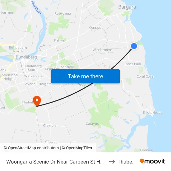 Woongarra Scenic Dr Near Carbeen St Hail 'N' Ride to Thabeban map