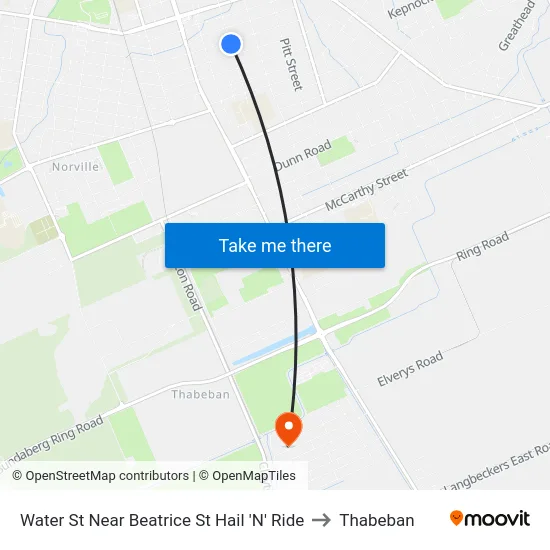 Water St Near Beatrice St Hail 'N' Ride to Thabeban map