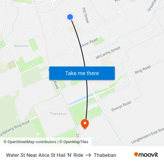 Water St Near Alice St Hail 'N' Ride to Thabeban map