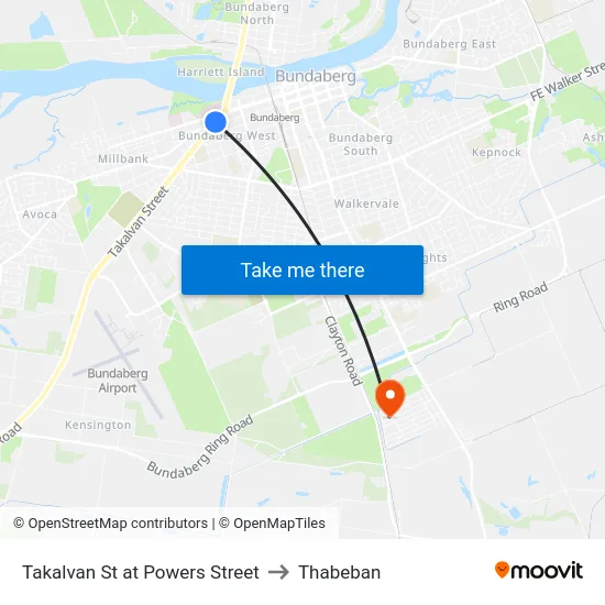 Takalvan St at Powers Street to Thabeban map
