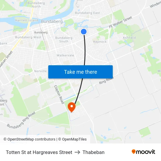 Totten St at Hargreaves Street to Thabeban map