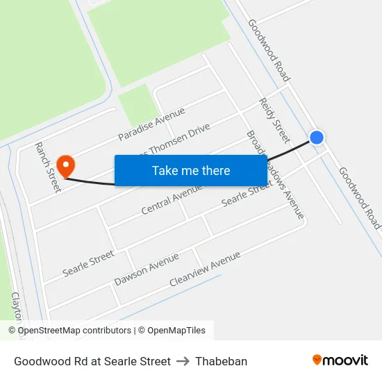 Goodwood Rd at Searle Street to Thabeban map