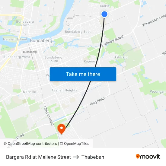 Bargara Rd at Meilene Street to Thabeban map