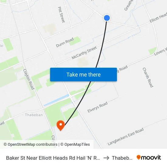 Baker St Near Elliott Heads Rd Hail 'N' Ride to Thabeban map