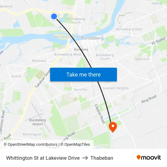 Whittington St at Lakeview Drive to Thabeban map