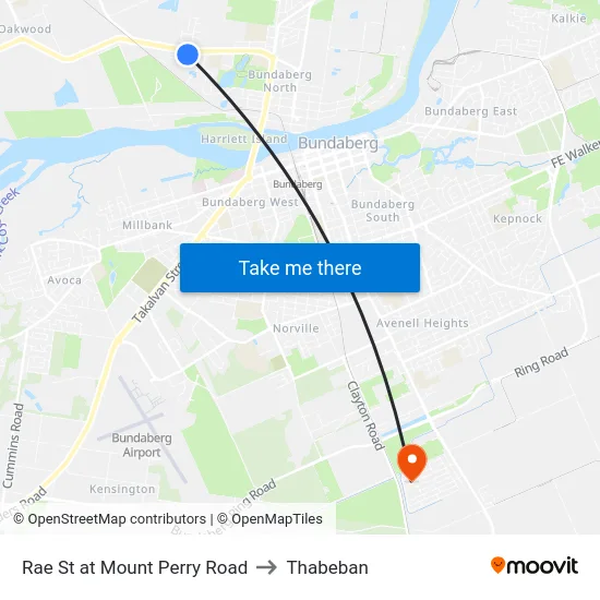 Rae St at Mount Perry Road to Thabeban map