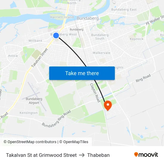 Takalvan St at Grimwood Street to Thabeban map