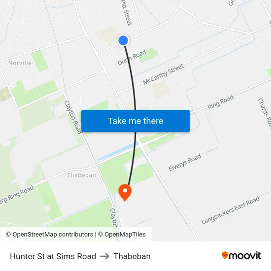 Hunter St at Sims Road to Thabeban map