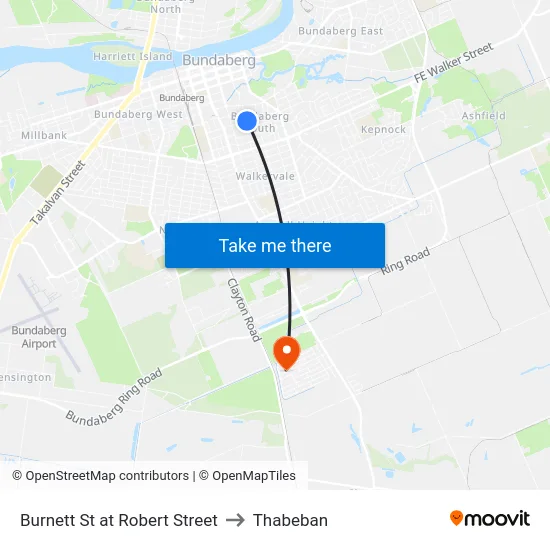 Burnett St at Robert Street to Thabeban map