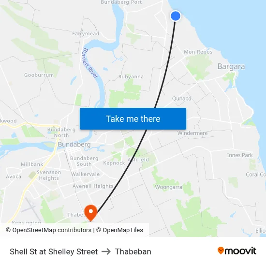 Shell St at Shelley Street to Thabeban map