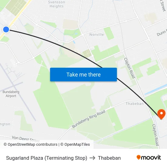 Sugarland Plaza (Terminating Stop) to Thabeban map