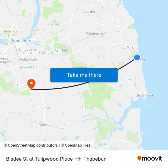 Bisdee St at Tulipwood Place to Thabeban map