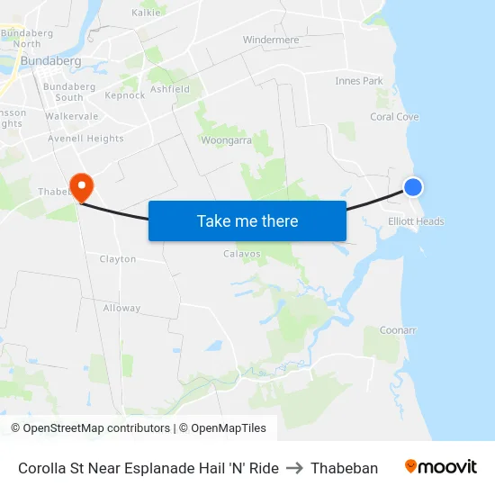 Corolla St Near Esplanade Hail 'N' Ride to Thabeban map