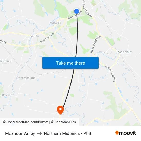 Meander Valley to Northern Midlands - Pt B map