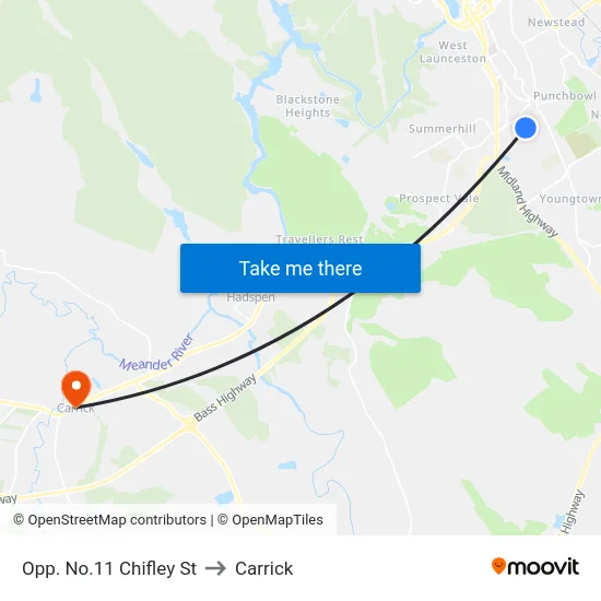 Opp. No.11 Chifley St to Carrick map