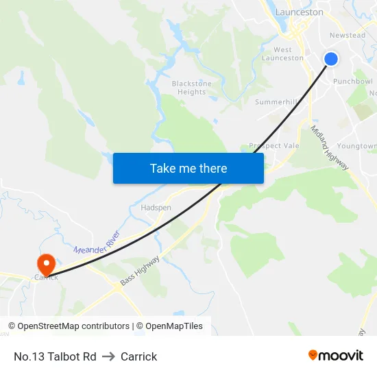 No.13 Talbot Rd to Carrick map
