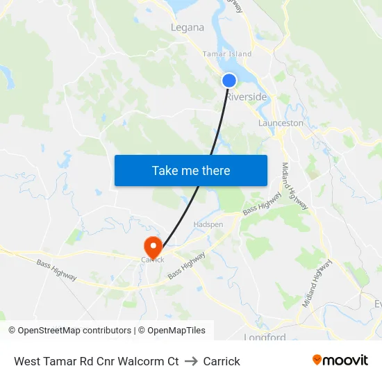 West Tamar Rd Cnr Walcorm Ct to Carrick map