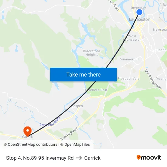 Stop 4, No.89-95 Invermay Rd to Carrick map