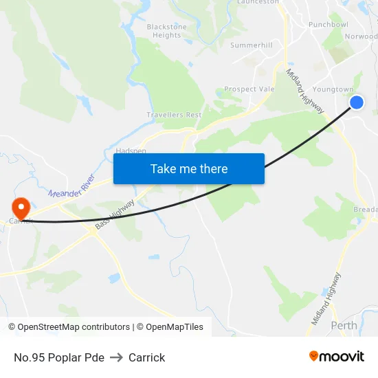 No.95 Poplar Pde to Carrick map