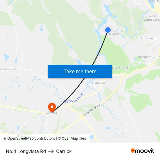No.4 Longvista Rd to Carrick map
