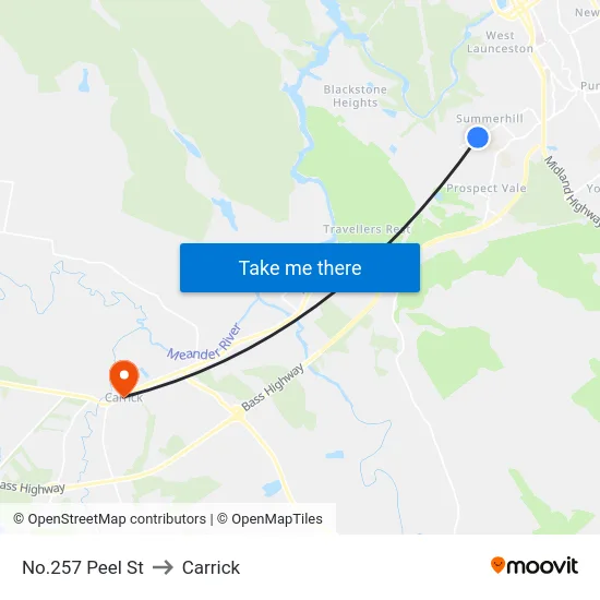 No.257 Peel St to Carrick map