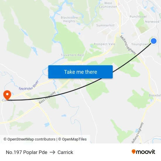No.197 Poplar Pde to Carrick map