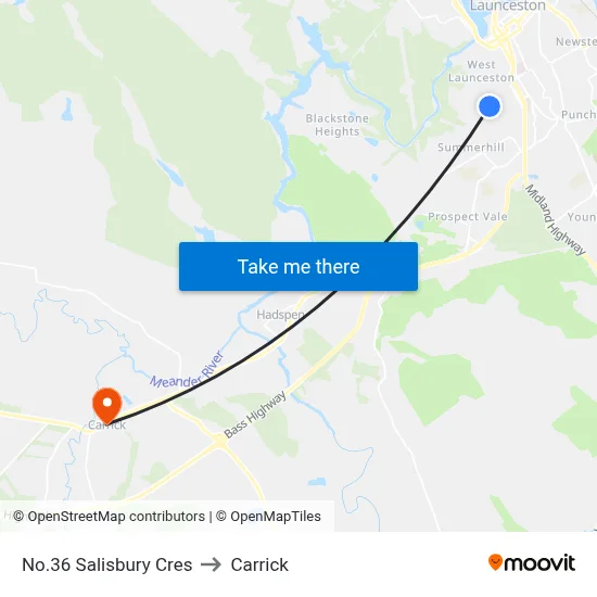 No.36 Salisbury Cres to Carrick map