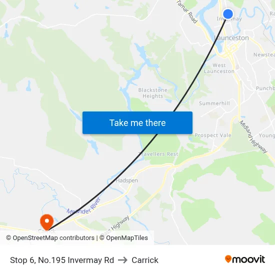 Stop 6, No.195 Invermay Rd to Carrick map