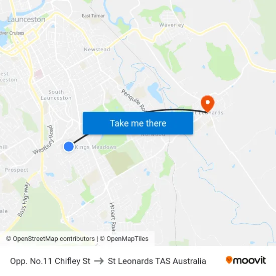 Opp. No.11 Chifley St to St Leonards TAS Australia map
