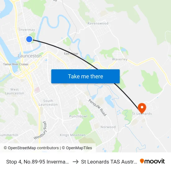 Stop 4, No.89-95 Invermay Rd to St Leonards TAS Australia map
