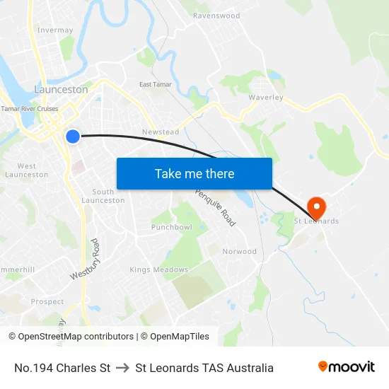 No.194 Charles St to St Leonards TAS Australia map