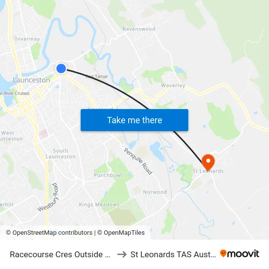 Racecourse Cres Outside Coles to St Leonards TAS Australia map
