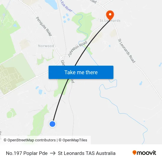No.197 Poplar Pde to St Leonards TAS Australia map