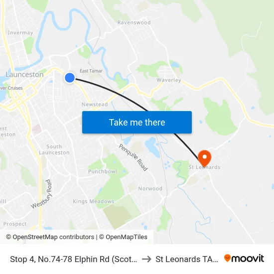 Stop 4, No.74-78 Elphin Rd (Scotch Oakburn Junior) to St Leonards TAS Australia map