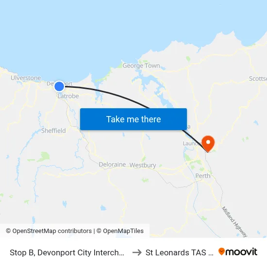 Stop B, Devonport City Interchange, Rooke St to St Leonards TAS Australia map