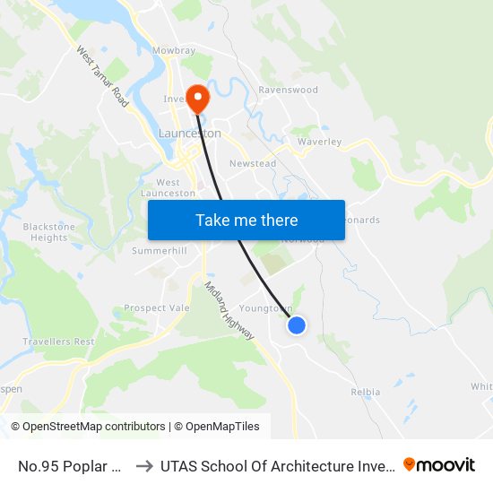 No.95 Poplar Pde to UTAS School Of Architecture Inveresk map