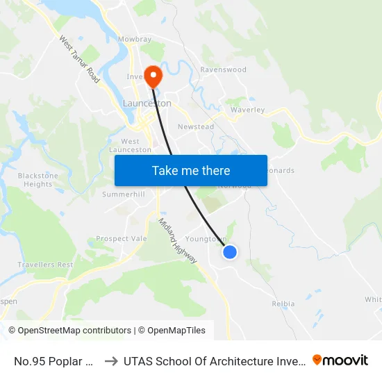 No.95 Poplar Pde to UTAS School Of Architecture Inveresk map