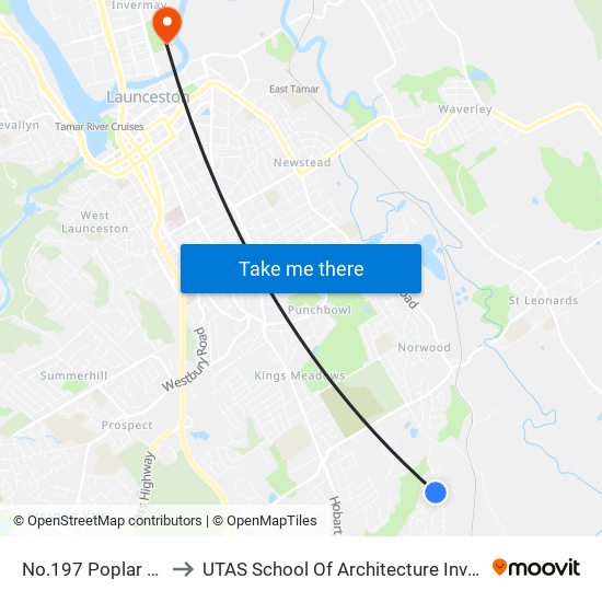 No.197 Poplar Pde to UTAS School Of Architecture Inveresk map