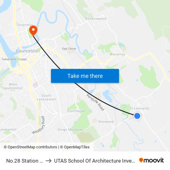 No.28 Station Rd to UTAS School Of Architecture Inveresk map