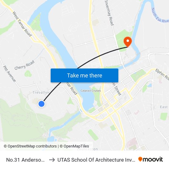 No.31 Anderson Rd to UTAS School Of Architecture Inveresk map