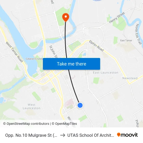 Opp. No.10 Mulgrave St (School Bus Only) to UTAS School Of Architecture Inveresk map