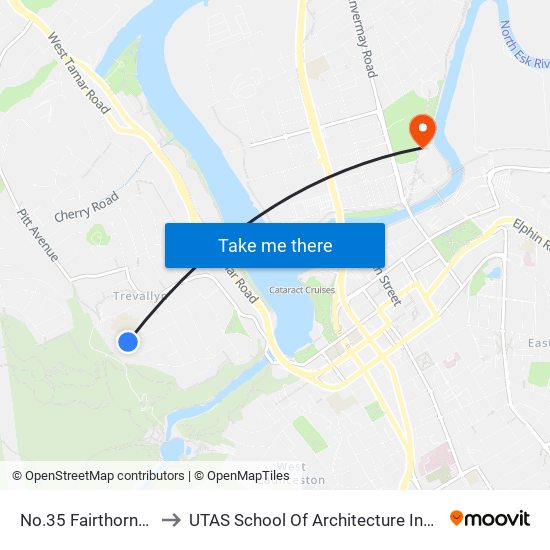 No.35 Fairthorne Rd to UTAS School Of Architecture Inveresk map