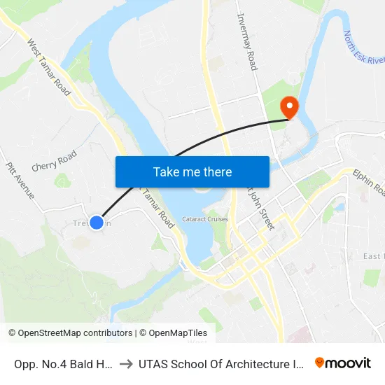 Opp. No.4 Bald Hill Rd to UTAS School Of Architecture Inveresk map
