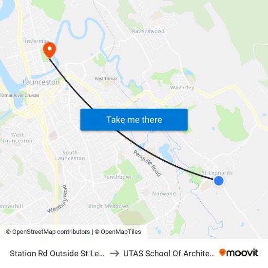 Station Rd Outside St Leonards Primary to UTAS School Of Architecture Inveresk map