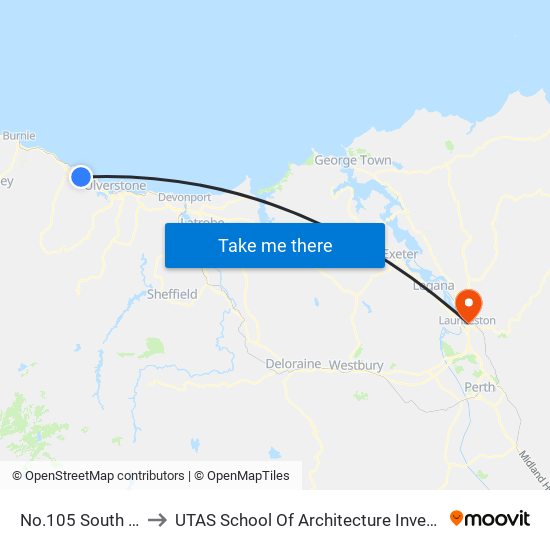 No.105 South Rd to UTAS School Of Architecture Inveresk map